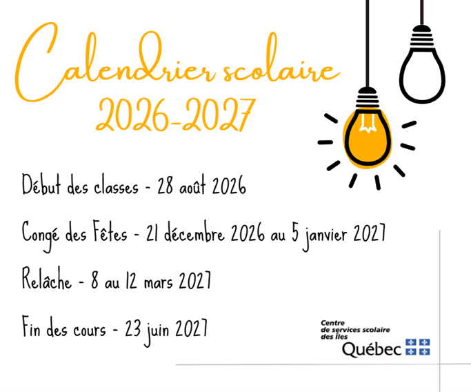 Dates importantes – Année scolaire 2026-2027